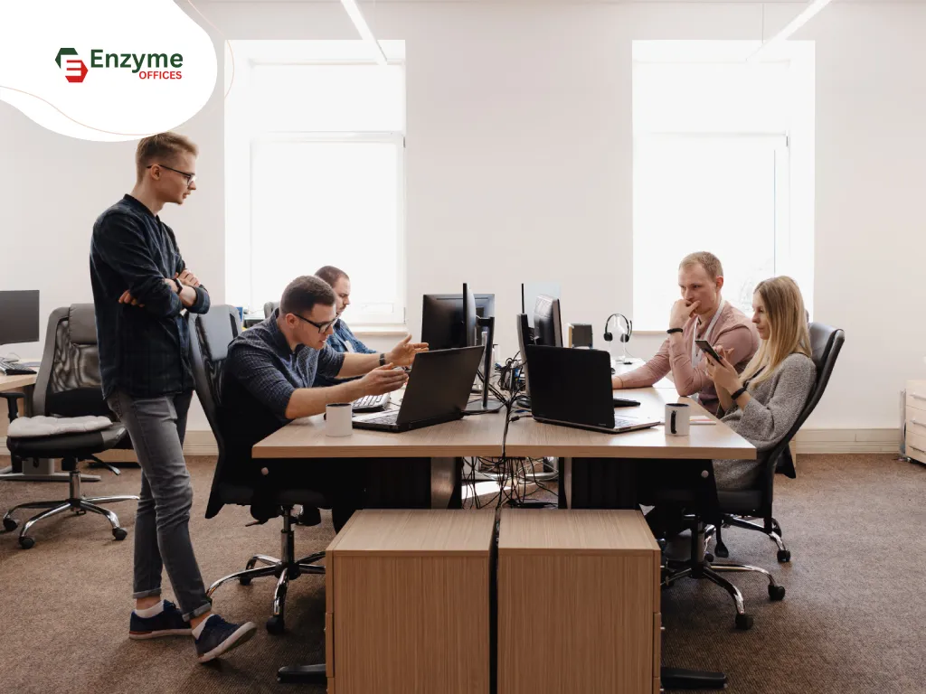 Banner image showing a modern coworking space in Hebbal