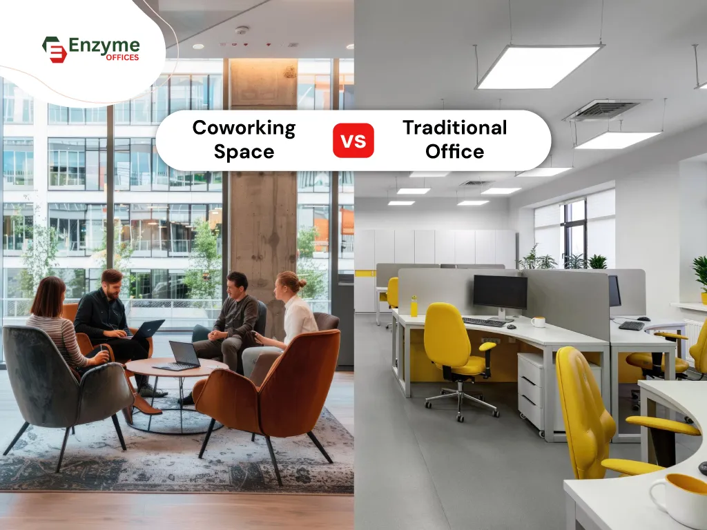 Banner image–Coworking space vs traditional office space in Hebbal.