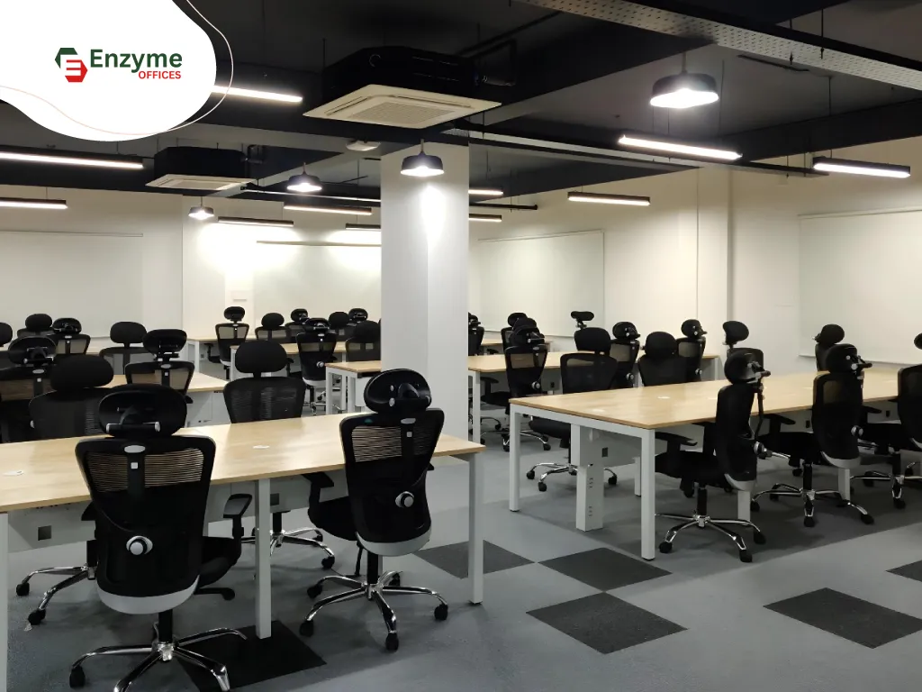 A banner showing an image of a commercial office space at Enzyme Office.