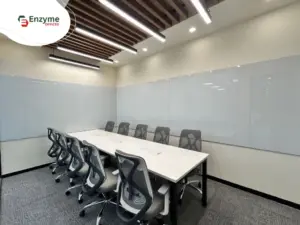 A modern 24/7 coworking space at Enzyme Offices in Hebbal.