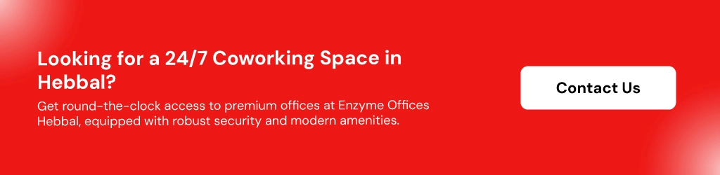 CTA image inviting readers to contact Enzyme Offices for renting 24/7 coworking space in Hebbal