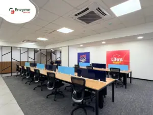 A modern office space for rent in Whitefield by Enzyme Offices
