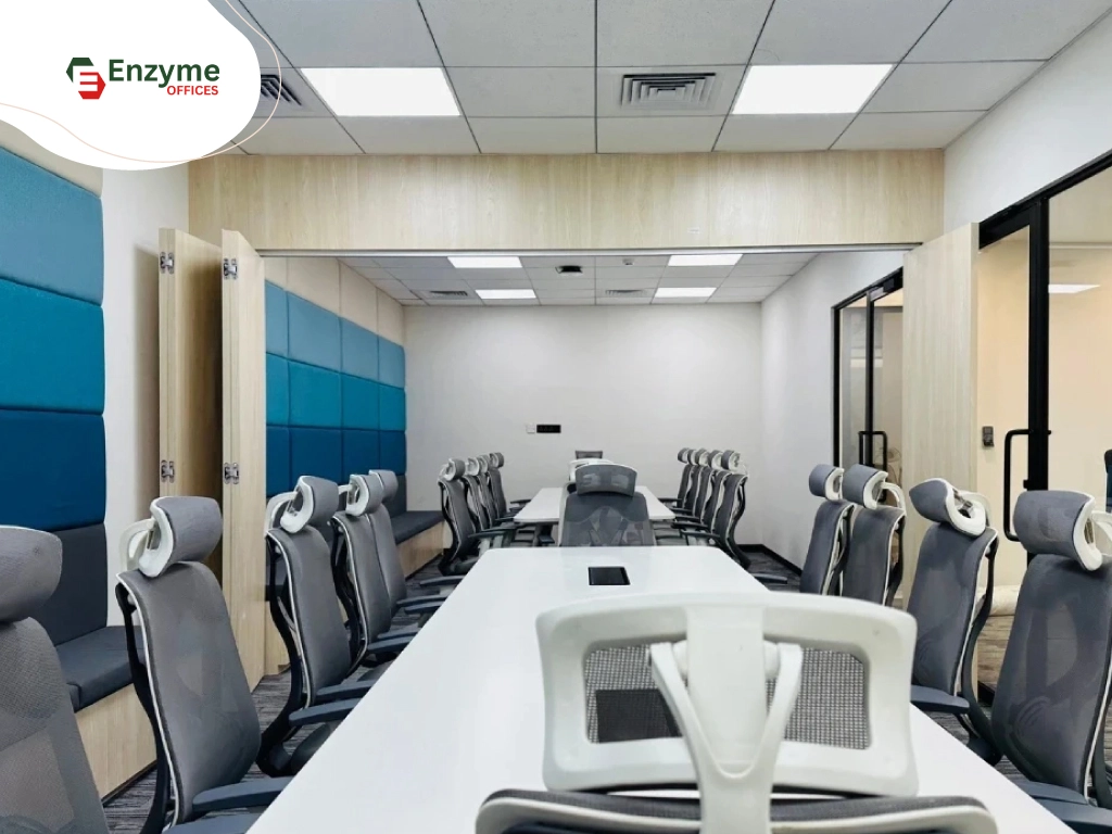 A premium furnished office space at Enzyme Offices in Whitefield.