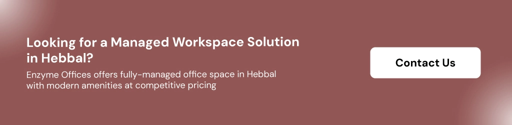 : CTA inviting readers to contact Enzyme Offices for managed workspace in hebbal