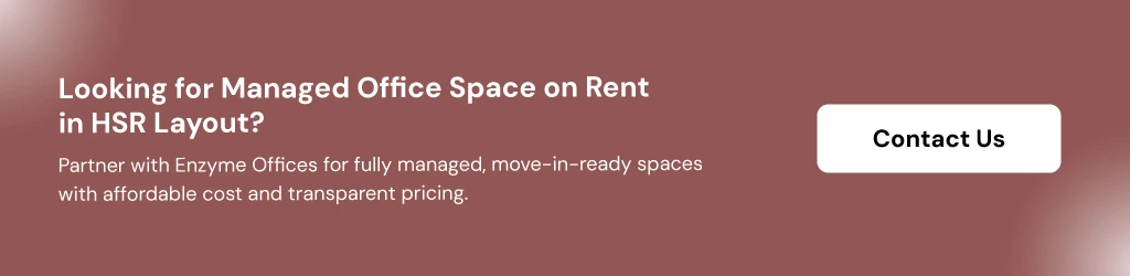 Enzyme Offices HSR Layout managed space CTA with Contact Us button.