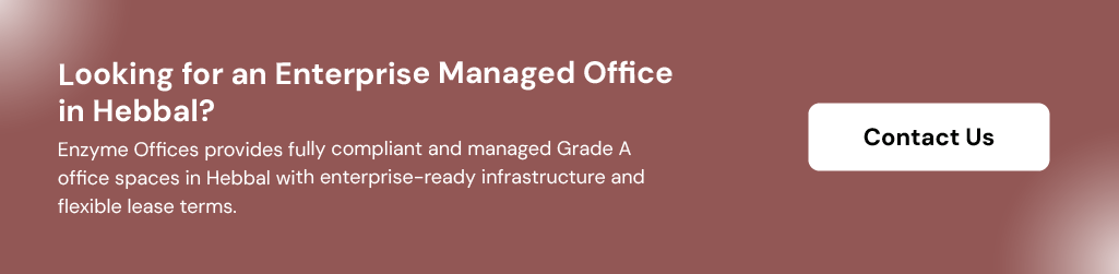 CTA banner promoting Enzyme Offices' enterprise managed office spaces in Hebbal