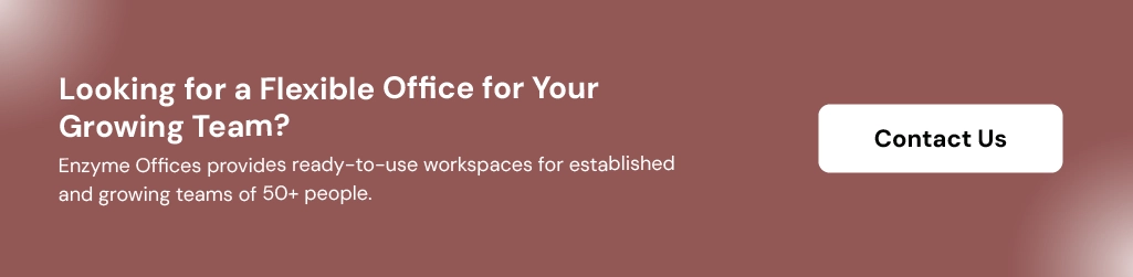 Enzyme CTA banner promoting flexible coworking spaces for growing teams. 