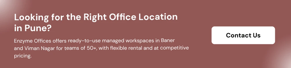 Call-to-action image inviting readers to contact Enzyme Offices for renting ready-to-use offices in Various locations in Pune.